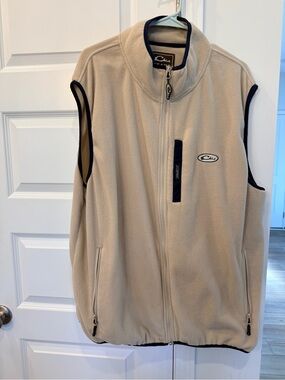 Drake Men's Tan Fleece Vest with Black Trim